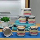 6 Pcs Ceramic Tea & Coffee Cup Set - Multicolour