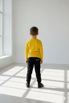 Cotton Blend Printed Clothing Set for Kids, Yellow & Black 