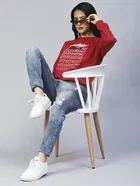 Women's Printed Round Neck Sweatshirt 