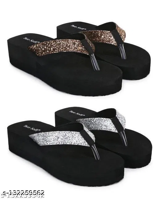 EVA Flip-flops for Women (Black, 7) Pack of 2