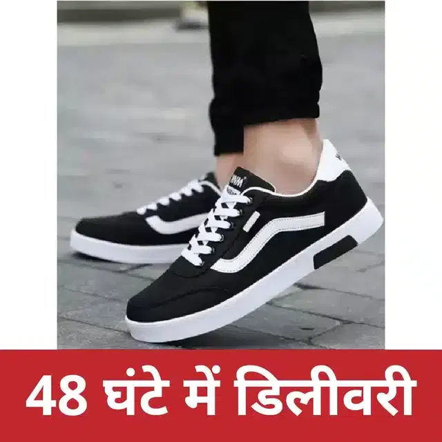 Casual Shoes for men (Black & White , 6)