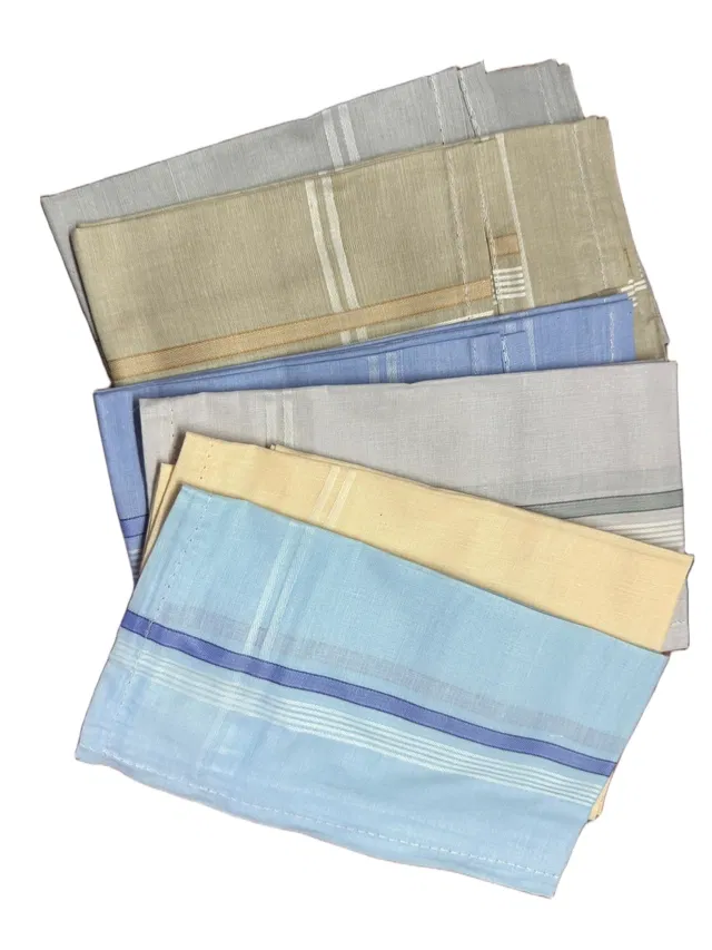 Cotton Solid Handkerchiefs for Men (Multicolor, Pack of 6)
