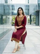 Floral Embroidered Acrylic Kurti for Women 