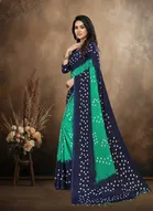 Art Silk Printed Saree for Women, Green 
