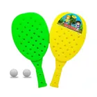 Kids Table Tennis Racquets with Balls (Yellow & Green, Set of 2)