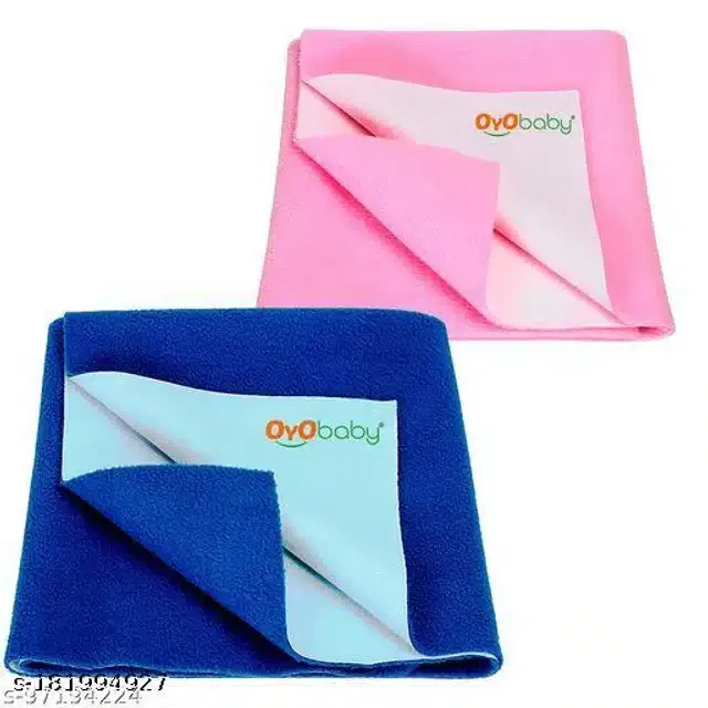 Cotton Mattress Protection Sheet (Baby Pink & Blue, 28x20 inches) (Pack of 2)