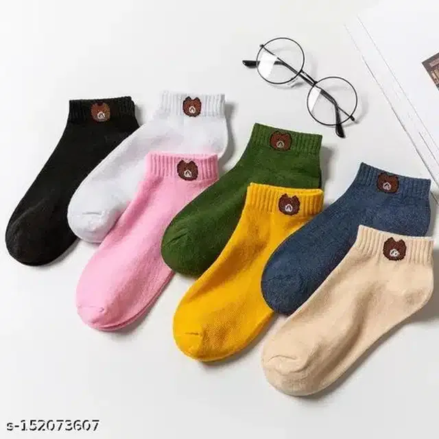 Cotton Socks for Women (Multicolor, Set of 7)