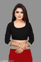 Lycra Solid Saree for Women 