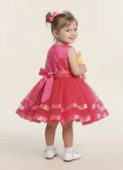 Denim Printed Frock  For Girls, Blue 