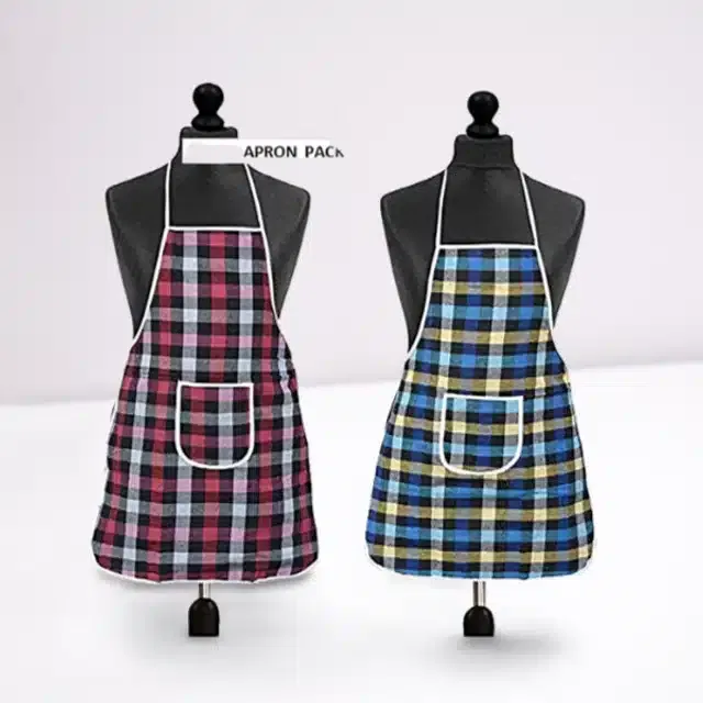 Cotton Kitchen Aprons (Multicolor, Pack of 2)