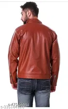 Synthetic Leather Full Sleeves Solid Jacket for Men 