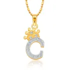 Vighnaharta Alloy Royal Crown 'C' Letter Gold & Rodium Plated Pendant With Chain For Unisex 