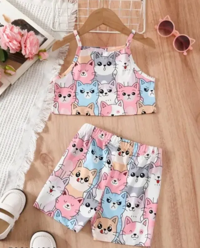 Cotton Printed Clothings Set for Girls (Multicolor, 0-6 Months)