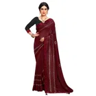 सिद्धिदाता टेक्सटाइल विमेंस प्लेन जॉर्जेट लेस बॉर्डर साड़ी विद अन-स्टीट्च्ड ब्लाउज पीस 