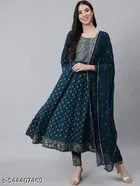 Art Silk Anarkali Kurta Set with Lace Border for Women 