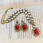 Handicraft Premium Quality Kundan Jewellery Set for Women, Red
