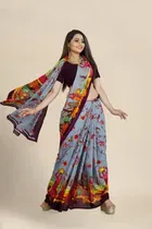 SVB जॉर्जेट साड़ी विद ब्लाउज फॉर विमेंस 