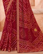Kanooda Prints Fancy Women Georgette Printed Bandhani Saree 