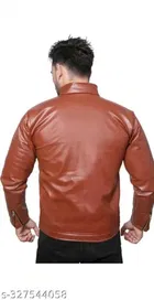 Synthetic Leather Full Sleeves Solid Jacket for Men 