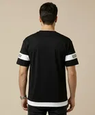 Polyester Printed T-shirt for Men, Black 