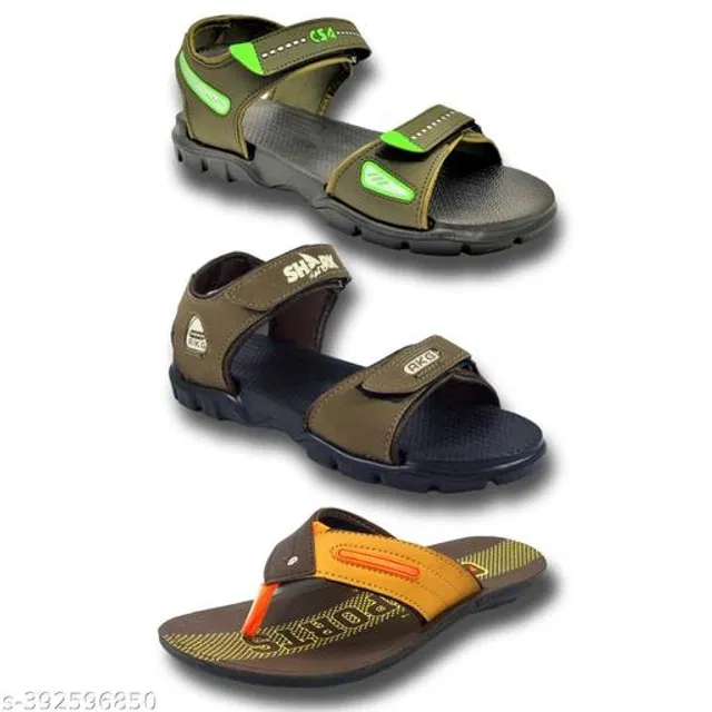 Sandals with Flipflop for Men (Multicolor, 8) (Pack of 3)