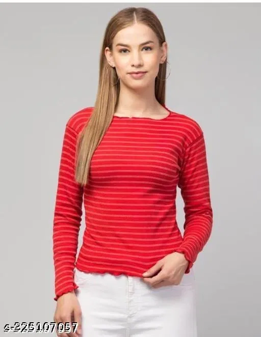 Ladies Top & Bottom Set for Women (Red, S)