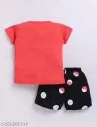 Hosiery Cotton Printed Clothing Set for Kids, Pink & Black 