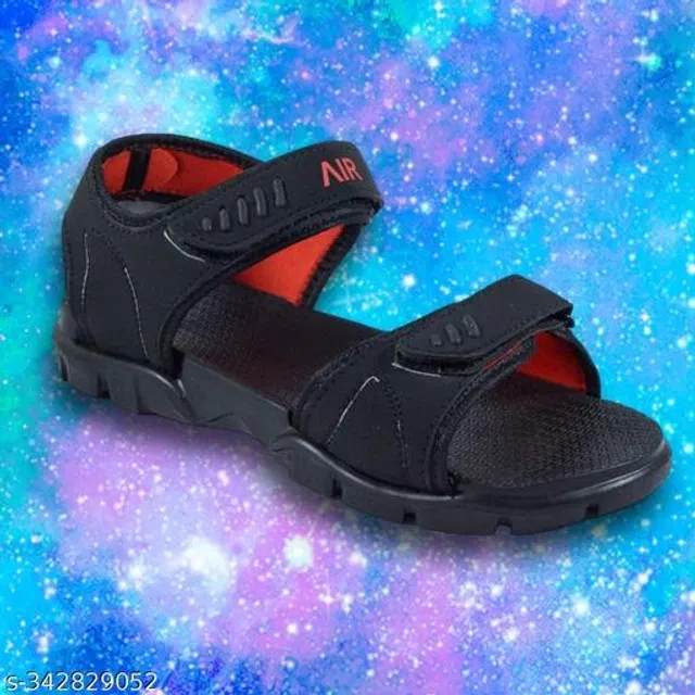 Sandals for Men (Black & Red, 10)