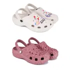 Combo of Clogs for Women (Off White & Pink, 8) (Pack of 2)