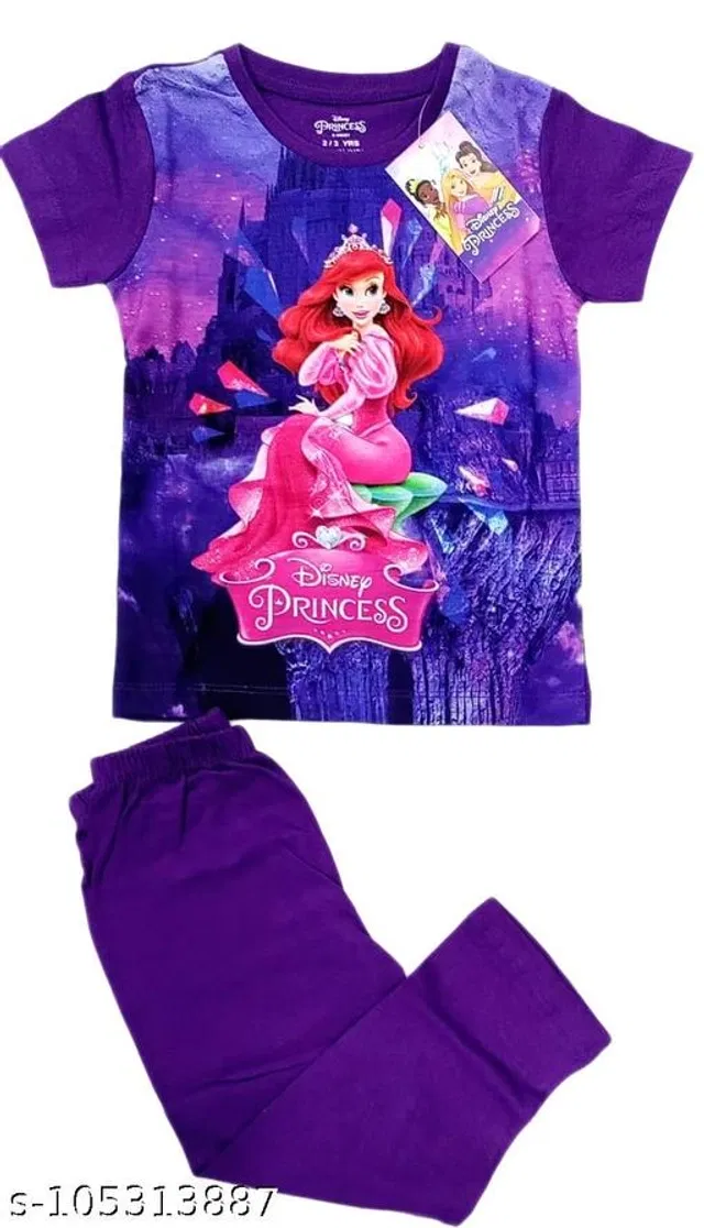 Cotton Clothings Set for Girls (Purple, 5-6 Years)