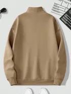 Fleece Solid Sweatshirt for Men, Tan 