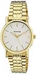 Sonata Stainless Steel Chain Strap Analog Watch for Men (Gold)