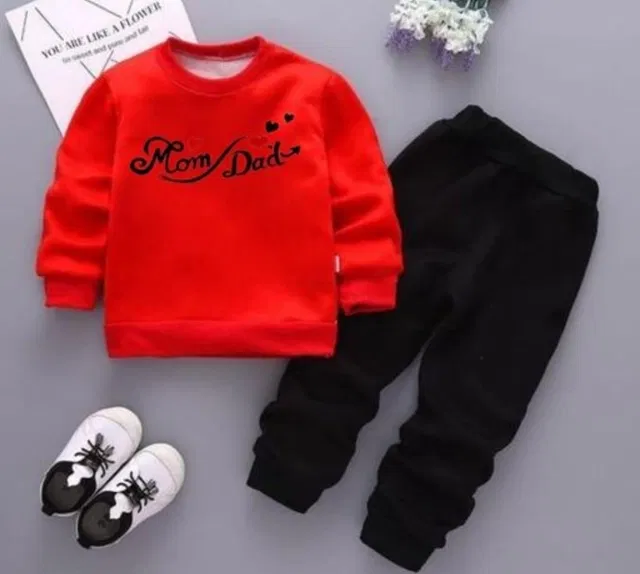 Hosiery Clothing Set for Kids (Red & Black, 6-9 Months)