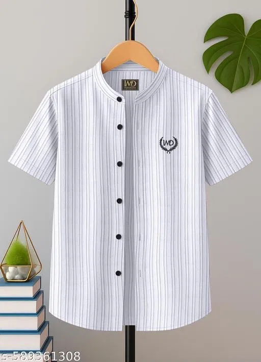 Self Design Cotton Blend Short Sleeve Polo for Boys (White, 12-13 Years)