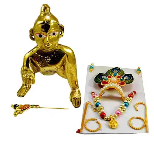 BHARDWAJ RETAILS Laddu Gopal Brass Idol (Assorted) (Pack of 1) (BR34)