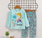 Hosiery Cotton Full Sleeves Top & Bottom Clothing Set for Girls 