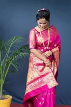 Silk Woven Design Saree for Women, Pink 