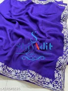 Organza Solid Saree For Women, Purple