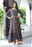 Rayon Printed Anarkali Kurti for Women, Multicolor 