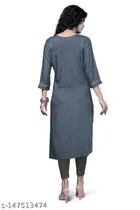 Rayon Slub Embroidered Kurti for Women 