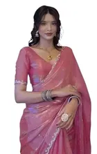 Twil net Embellished Saree for Women, Lavender 