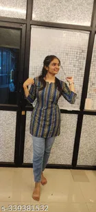 Poly Rayon Printed Kurti for Women 