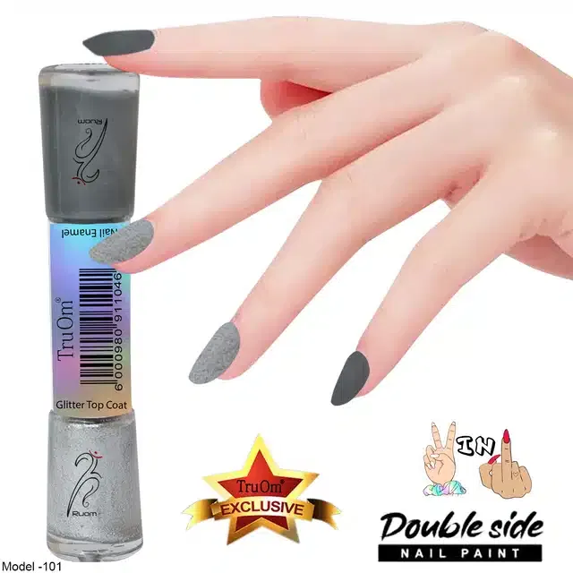 2 in 1 Glitter with Nail Polish (Silver)
