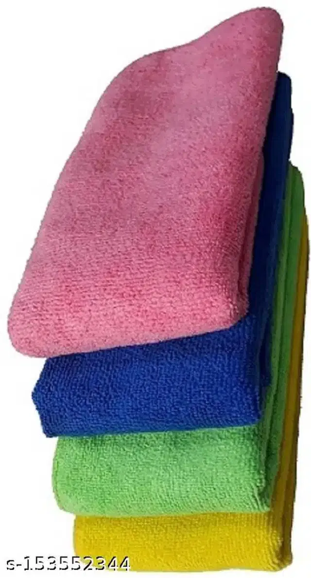 Microfiber Bath Towel (Multicolor, 40x40 cm) (Pack of 4)