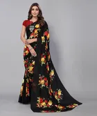 Women's Designer Georgette Floral Printed Saree with Blouse Piece 