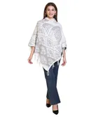 Woolen Self-Design Ponchos for Women (Multicolor, M)