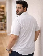 Cotton Blend Solid Shirt for Men, Off White 