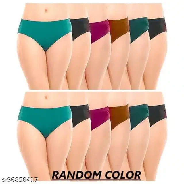 Cotton Briefs for Women (Assorted, M) (Pack of 12)