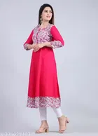 Printed Crepe Kurtis for Women, Dark Pink 