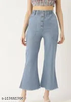 Denim Solid Palazzo for Women (Sky Blue, 28)